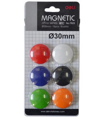 得力7825磁钉φ30mm(混色)(6个/卡)