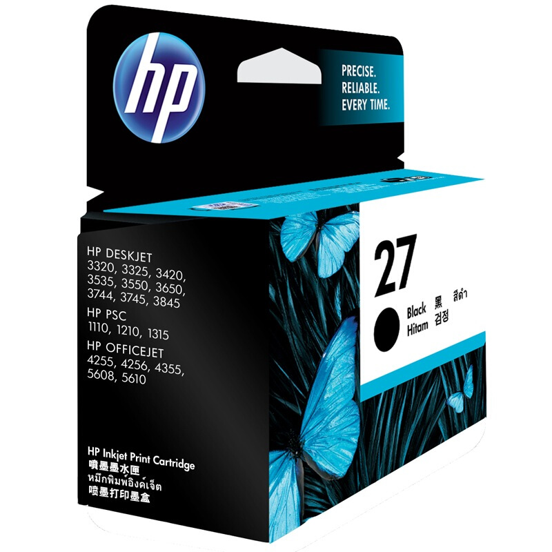 惠普(HP)C8727AA 27原装黑色墨盒 约280页 适用喷墨一体机:HP Officejet 4255,4256,5608,5609,5679 喷墨打印机:HP Deskjet 3320,3323,3325,3420,3425