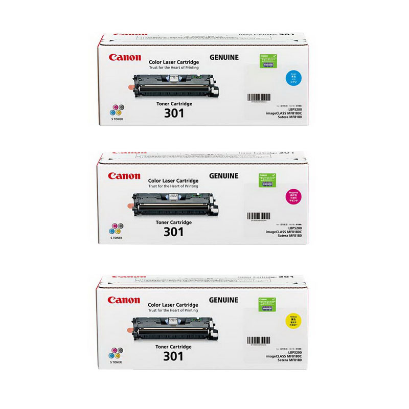 佳能(CANON) 原装Cartridge 301 组合(红黄蓝)红黄蓝粉盒 约4000页 适用佳能iC MF8180C/LBP5200