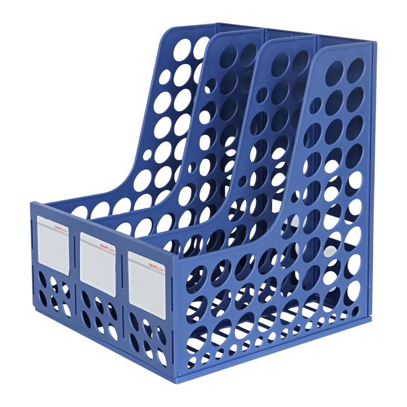 得力9843三联文件框 塑料文件架资料架 可选蓝/灰白色