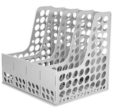 得力9844四联文件框 塑料文件架资料架 可选蓝/灰白色