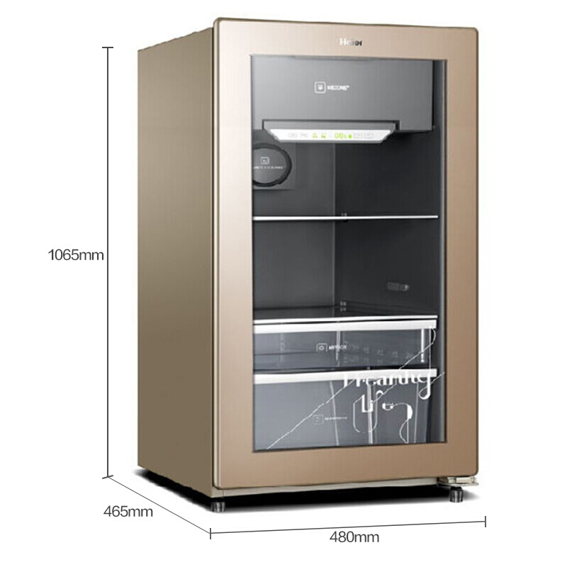 海尔（Haier） 冰吧酒柜电子温控冷藏柜展示柜饮料柜钢化玻璃 金色 120升双温双室触屏电脑控温LC-120DG
