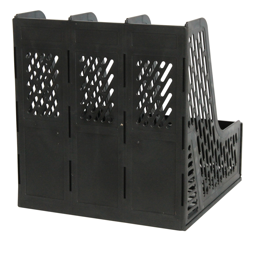 得力9845三联文件框 塑料文件架资料架 可选黑/灰色